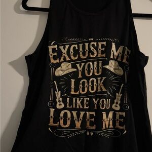 Black and Gold Graphic Tank Top